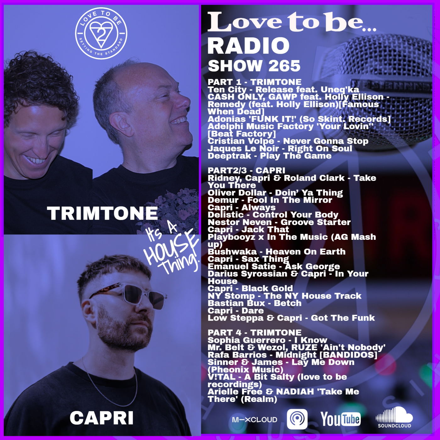Love to be... Radio 265 | Trimtone, David Penn, Capri, Todd Terry, Janeka Tenn, Mixed Methods Mark Picchiotti episode artwork