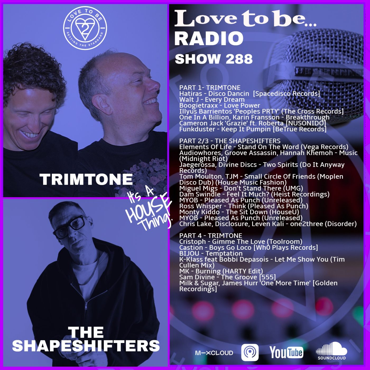 Love to be... Radio 288 | Trimtone, The Shapeshifters episode artwork