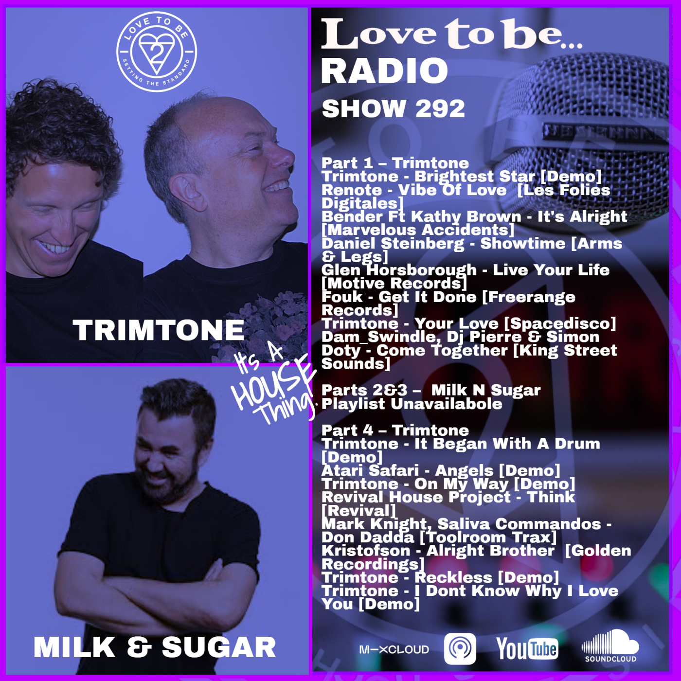 Love to be... Radio 292 | Trimtone with Milk N Sugar episode artwork